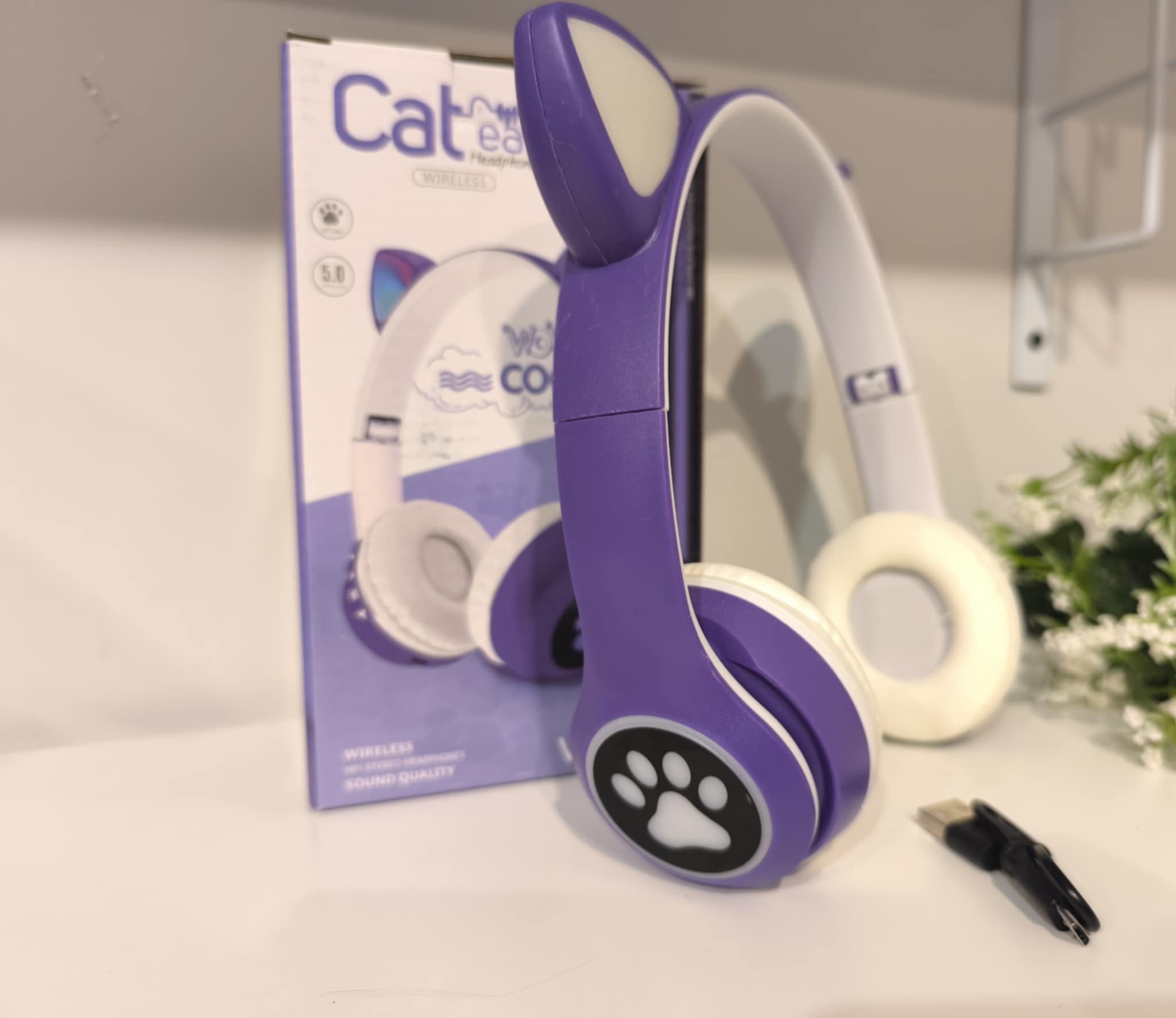 Belaidės Bluetooth ausinės VIV-23M CAT violetinės (Kopija)