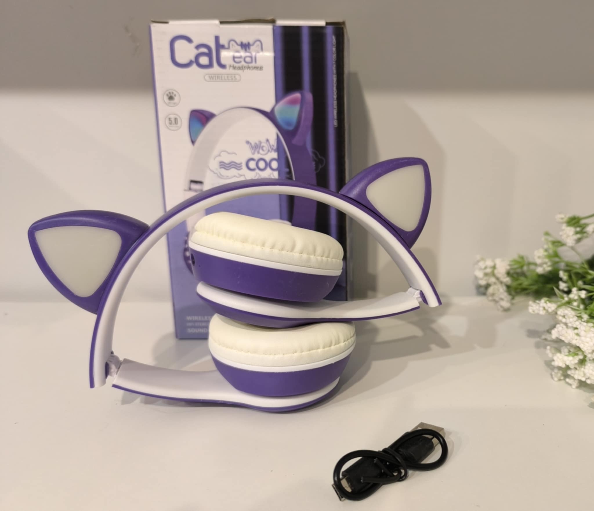 Belaidės Bluetooth ausinės VIV-23M CAT violetinės (Kopija) - Image 3