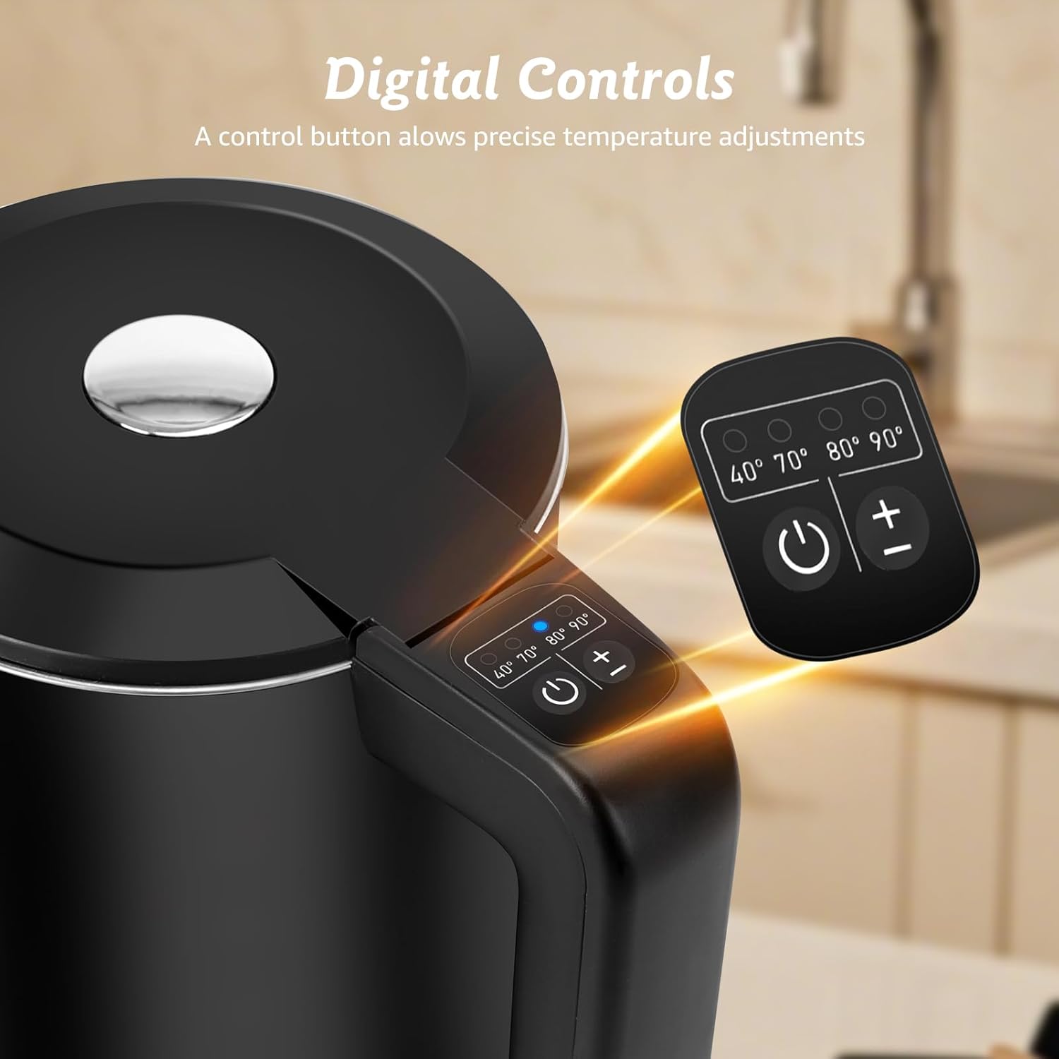 Išmanusis elektrinis virdulys, valdomas per programėlę ar balsu "AigoStar" Benjamin Smart 2200w (MAX), 1,7l, juodas - Image 6