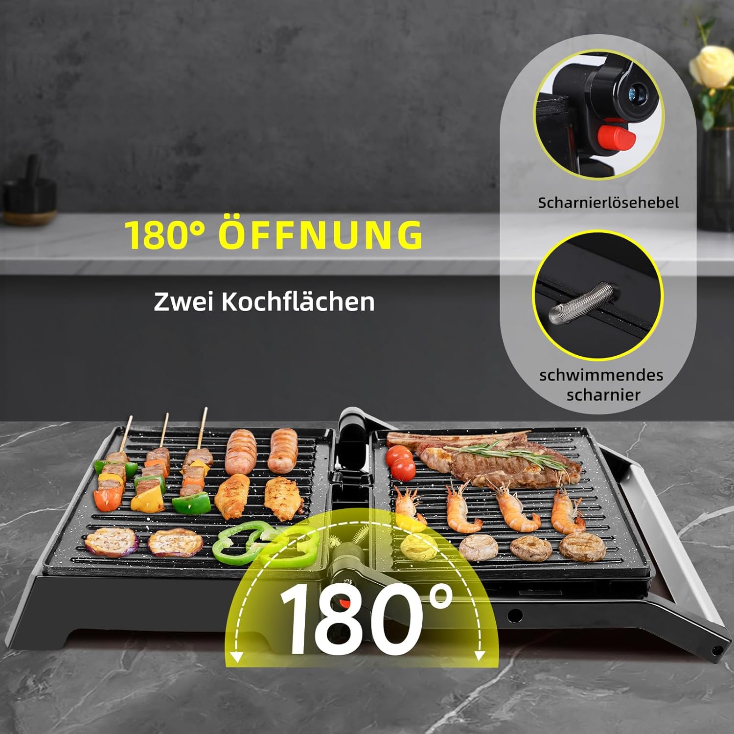 Sumuštinių keptuvė/grilis "AigoStar" Hett Pro, 1500w, sidabrinis - Image 4
