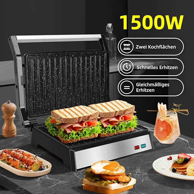 Sumuštinių keptuvė/grilis "AigoStar" Hett Pro, 1500w, sidabrinis - Image 2