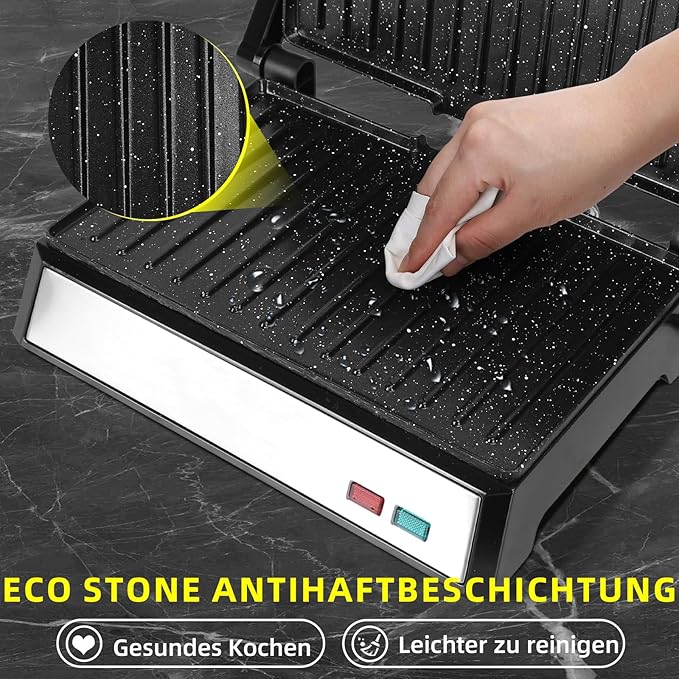 Sumuštinių keptuvė/grilis "AigoStar" Hett Pro, 1500w, sidabrinis - Image 7