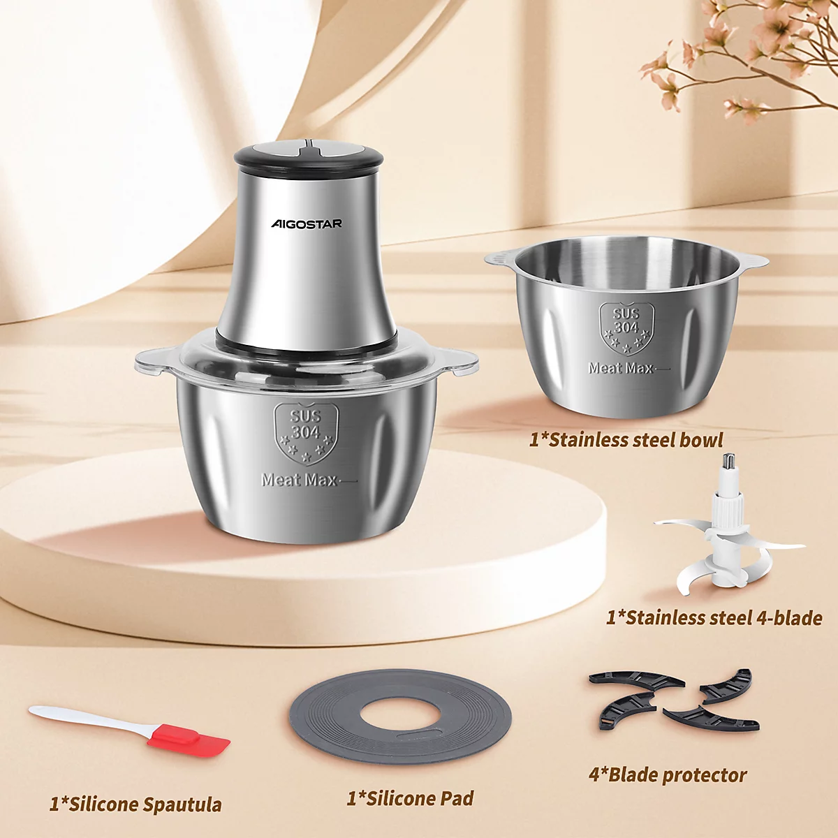 Nerūdijančio plieno mėsmalė "AigoStar" Flor, 500w 1,8l - Image 2