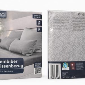 Pagalvių užvalkalų rinkinys 2vnt "Feinbiber Kissenbezug", raštuotas pilkas, 40*80cm