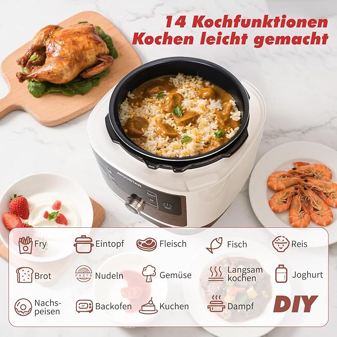 Elektrinis greitpuodis 7in1 "AigoStar" PANDA, 5,5l, 1000W, Baltas - Image 4