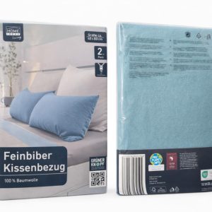 Pagalvių užvalkalų rinkinys 2vnt "Feinbiber Kissenbezug", melsvai pilka, 40*80cm