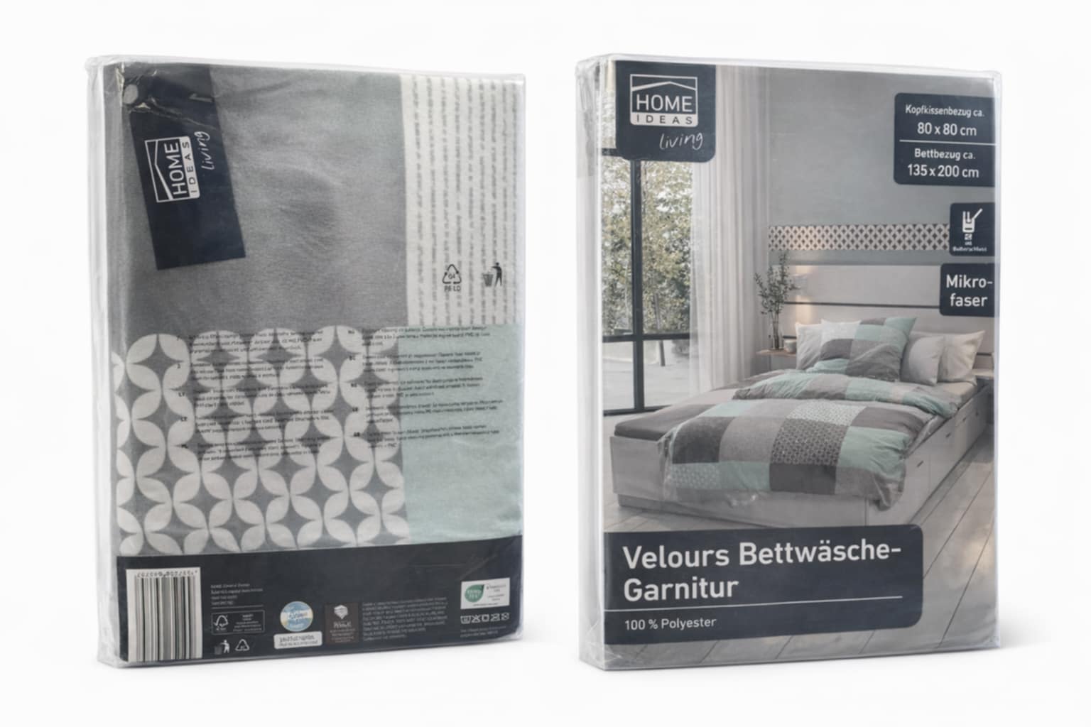 Mikrofibros Patalynės komplektas „Velours Bettwäsche-Garnitur“, languotas, 135*200cm - Image 2
